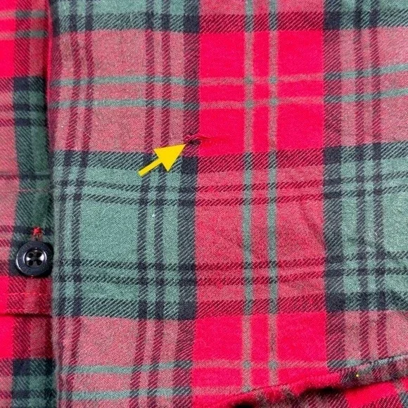 VTG LL Bean Traditional Fit Plaid Flannel Lined Shirt Jacket Red Green Mens L‎ - Picture 8 of 8